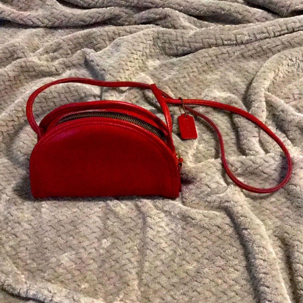 Vintage Coach Kimball Zip Crossbody Bag Red